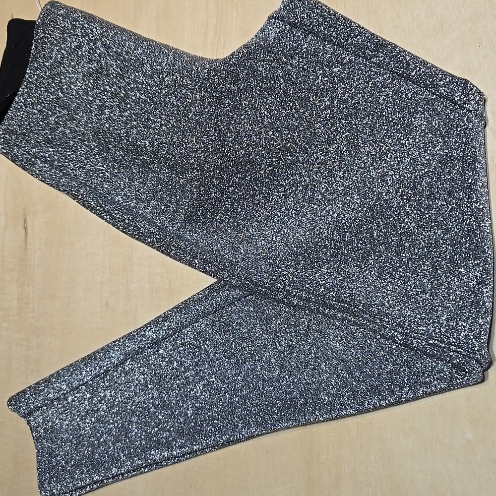 PA10 Divided by H&M Silver Glitter Trousers Sz 6 Side Zip Stretch Lined Skinny